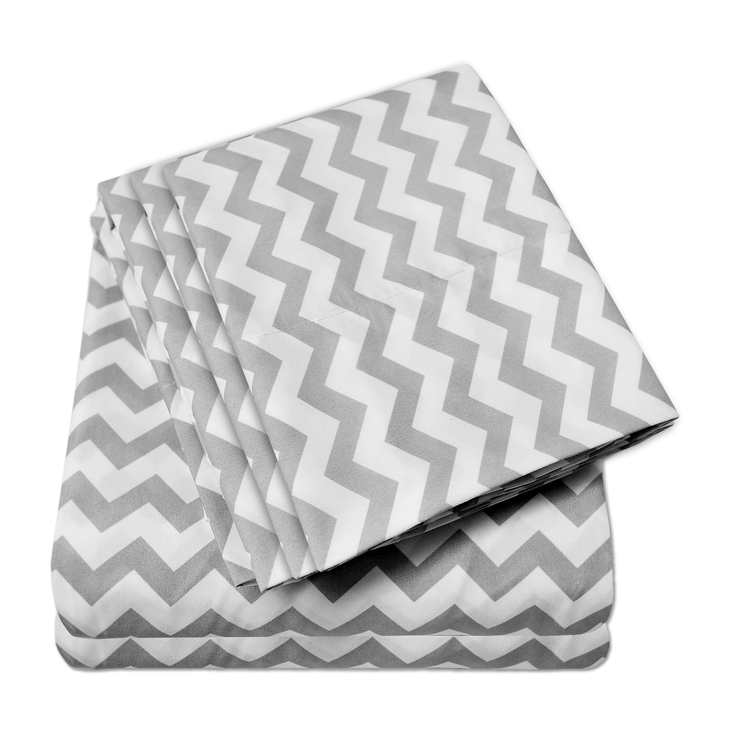 Sweet Home Collection™ 6 Piece Chevron Printed Gray Sheet Set, Deluxe Ultra Soft 1500 Series, Double Brushed Microfiber