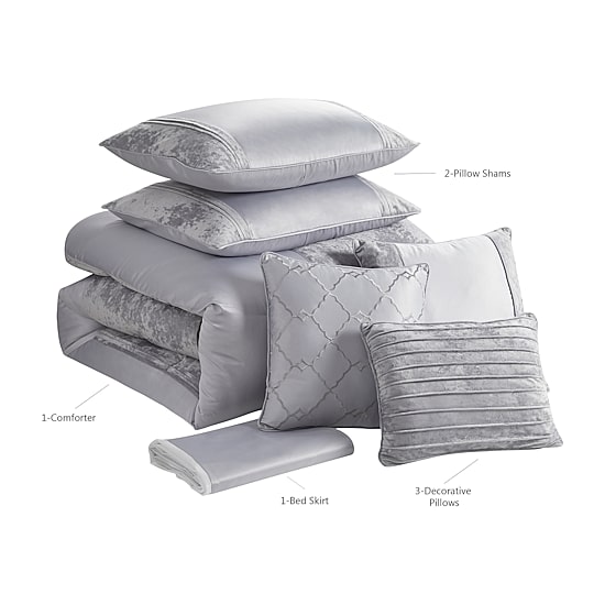 Sweet Home Collection™ Luna 7 Piece Crushed Velvet Elegant Bedding Set