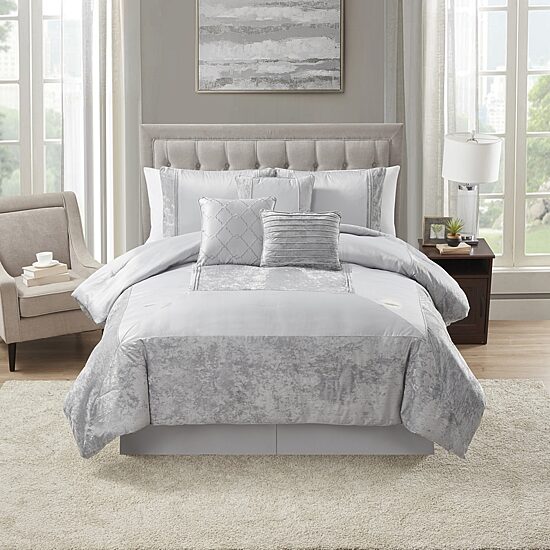 Sweet Home Collection™ Luna 7 Piece Crushed Velvet Elegant Bedding Set