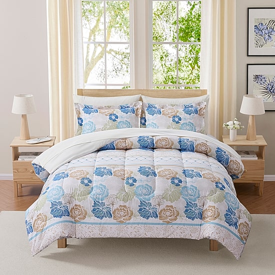 Sweet Home Collection™ Floral Stripe 7 Piece Bed In a Bag Set