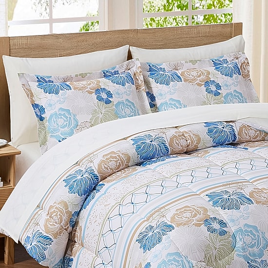 Sweet Home Collection™ Floral Stripe 7 Piece Bed In a Bag Set