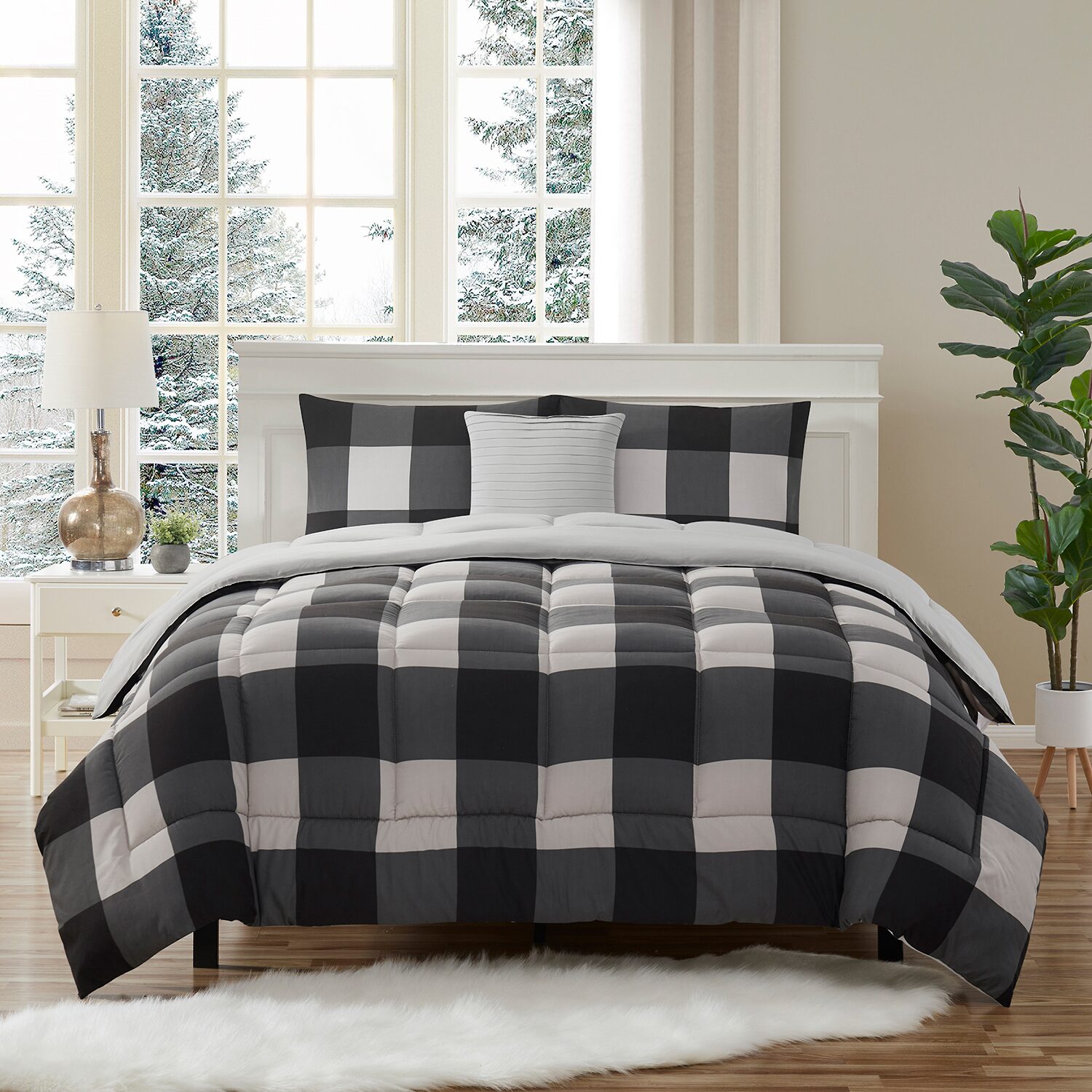 Sweet Home Collection™ 8 Piece Buffalo Plaid Bed a Bag Comforter and Sheet Set