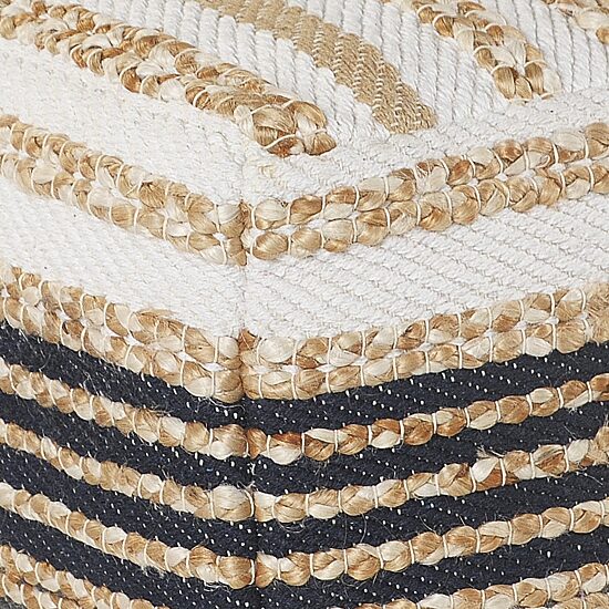 LR Home Elmo 14" Handmade Jute Blend Pouf in Natural/Brown/Cream