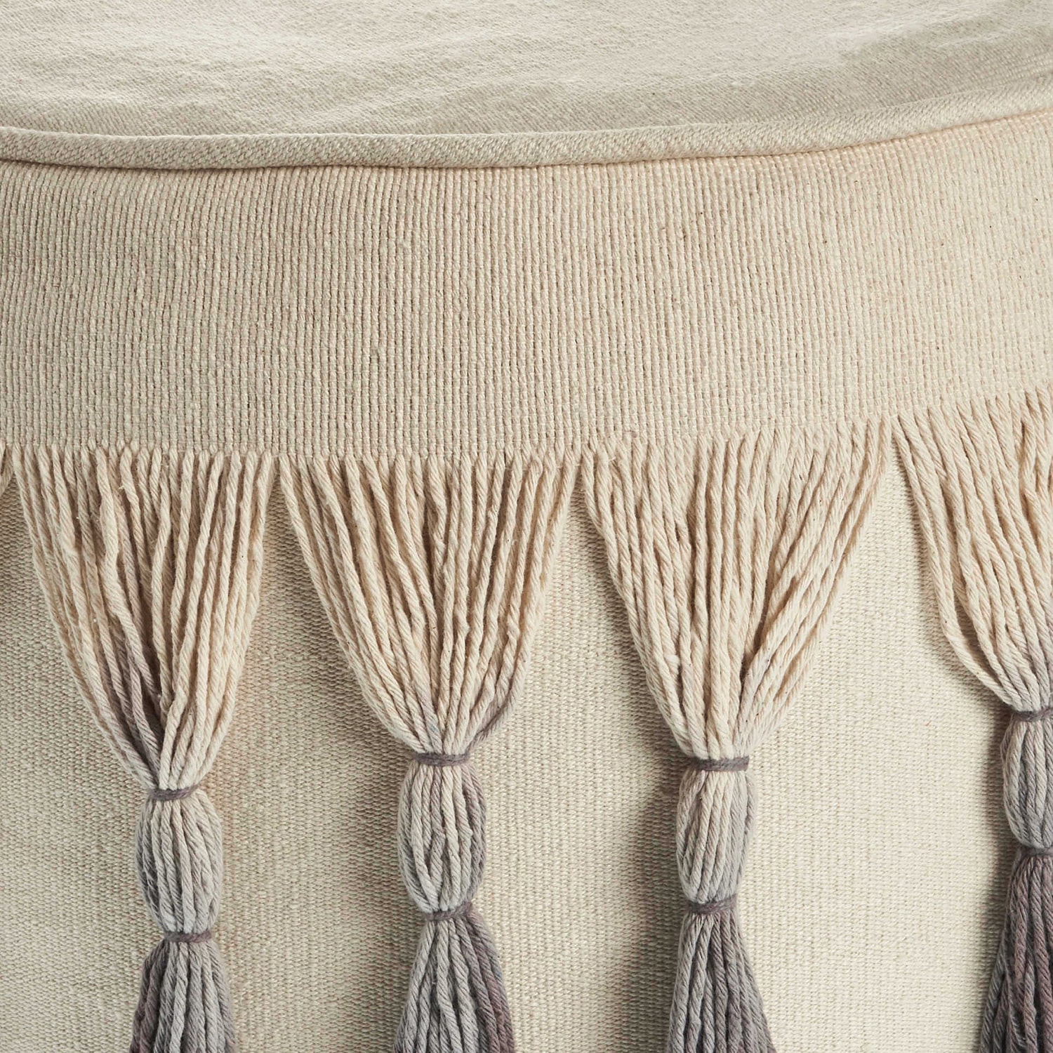 LR Home Levi 14" Handmade Cotton Pouf in Beige Ombre