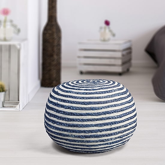 LR Home Ellie 14" Handmade Jute Pouf
