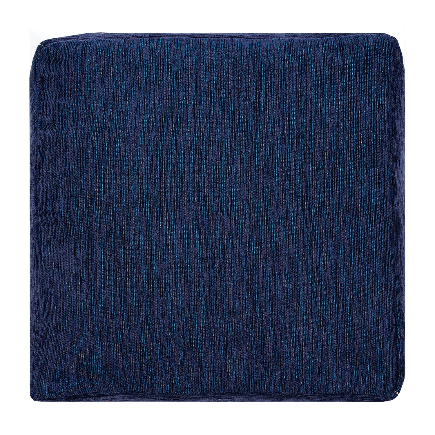 LR Home Victoria 18" Power-Loomed Polyester Blend Pouf in Navy Blue