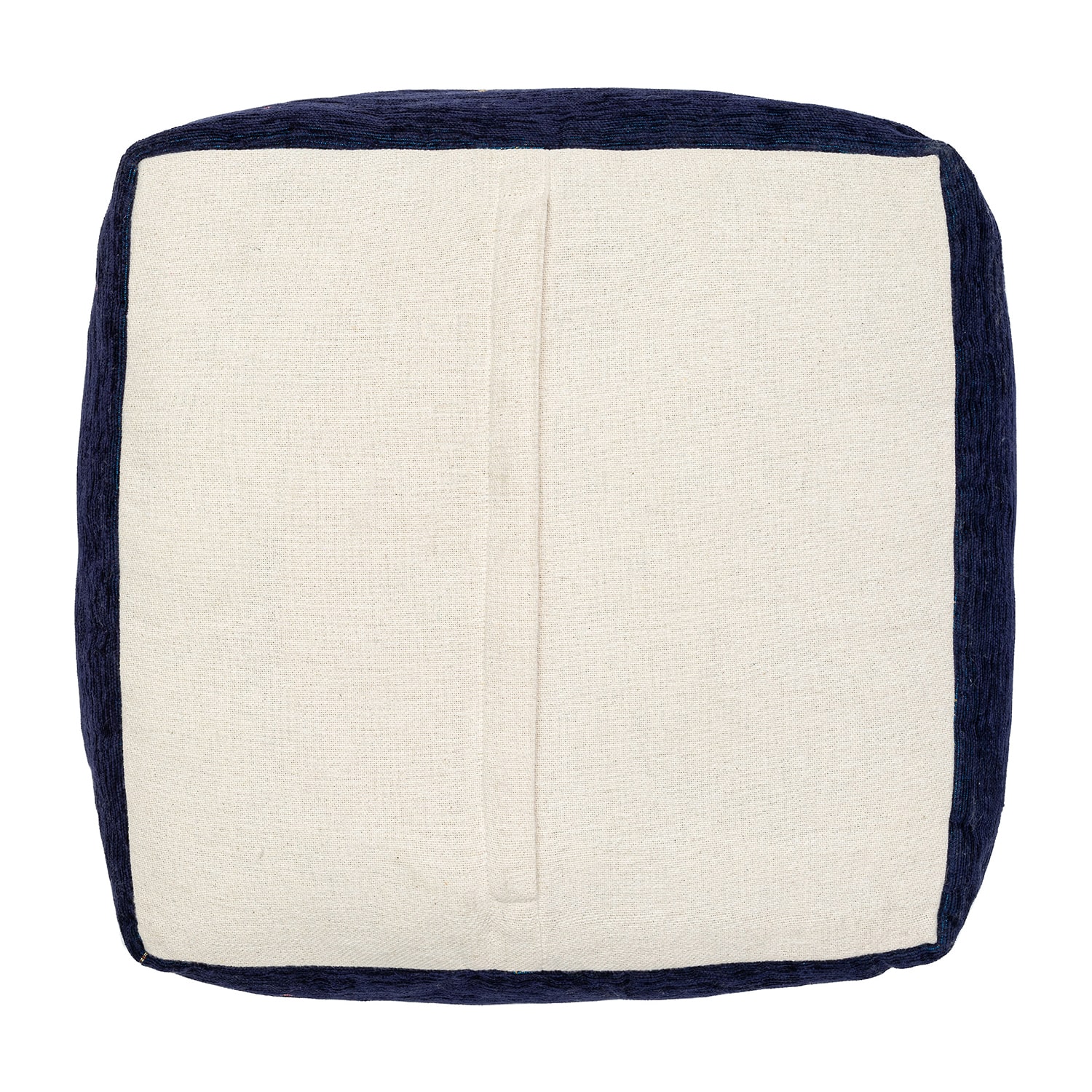 LR Home Victoria 18" Power-Loomed Polyester Blend Pouf in Navy Blue