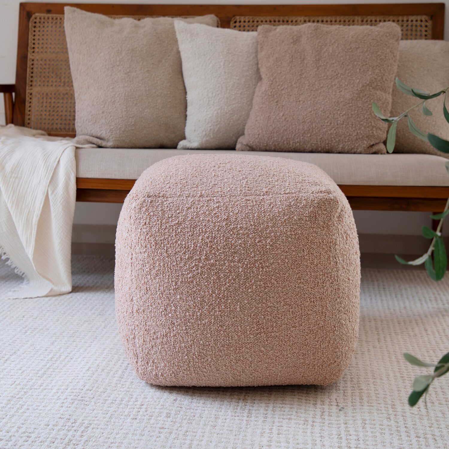 LR Home Albert 18" Handmade Polyester Pouf