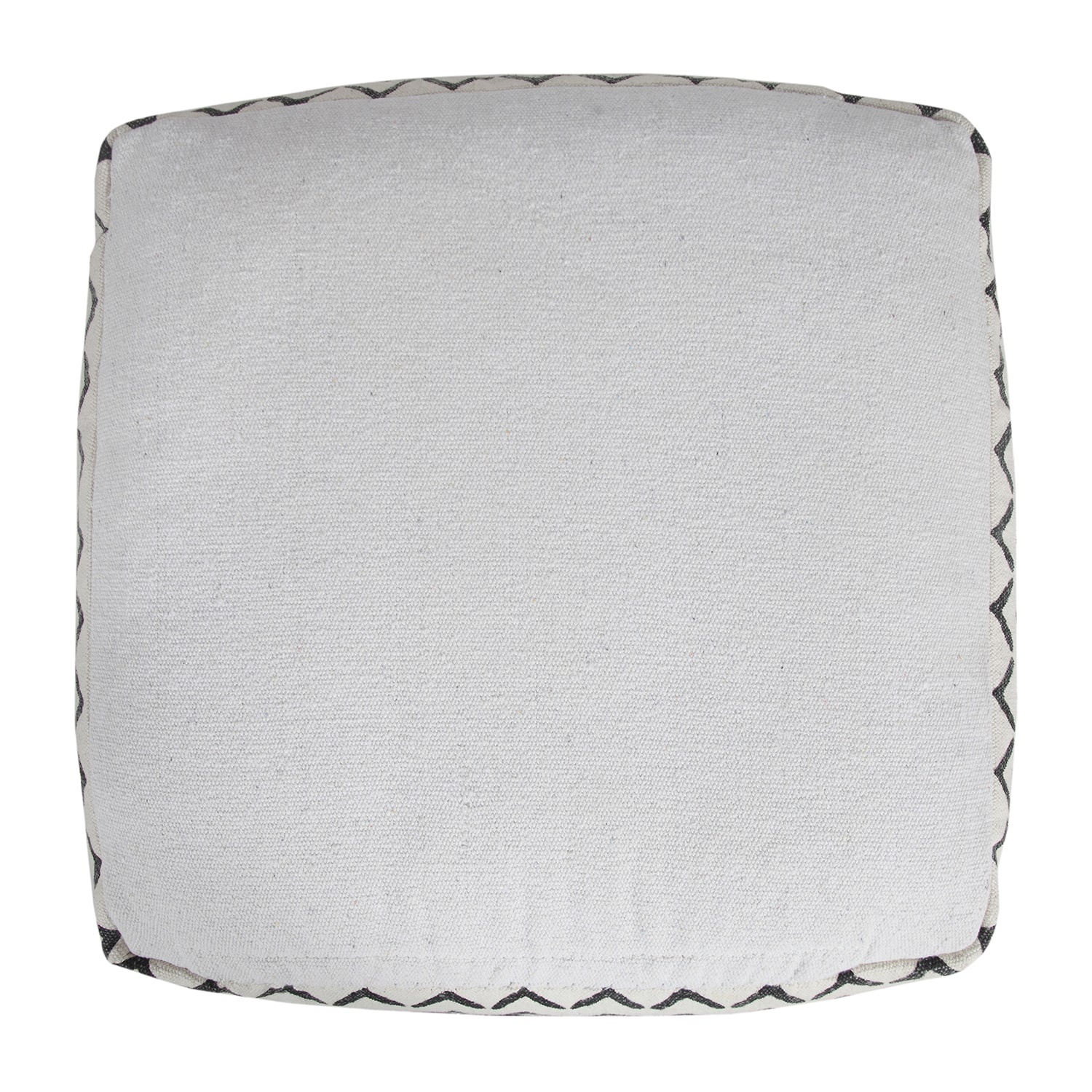 LR Home Verena 14" Handmade Cotton Pouf in Black/White