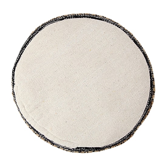 LR Home Briala 14" Handmade Cotton Blend Pouf in Black/White/Natural