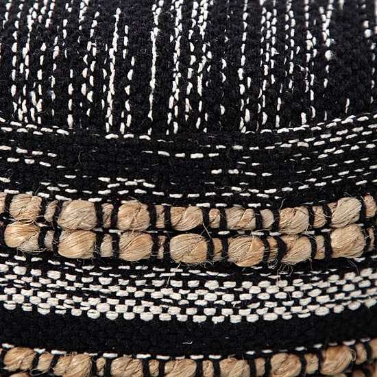 LR Home Briala 14" Handmade Cotton Blend Pouf in Black/White/Natural