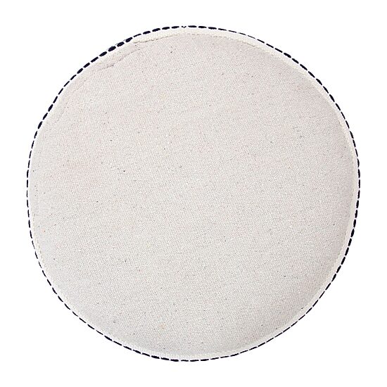 LR Home Fenric 14" Handmade Cotton Pouf in Blue/White