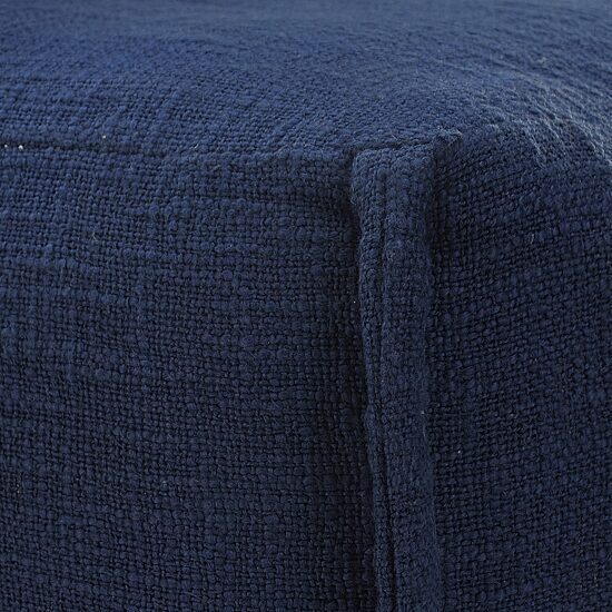 LR Home Arbor 14" Handmade Cotton Pouf in Navy Blue