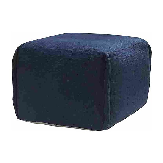 LR Home Arbor 14" Handmade Cotton Pouf in Navy Blue