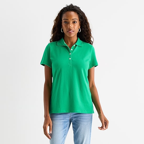 St. John's Bay Womens Short Sleeve Polo Shirt