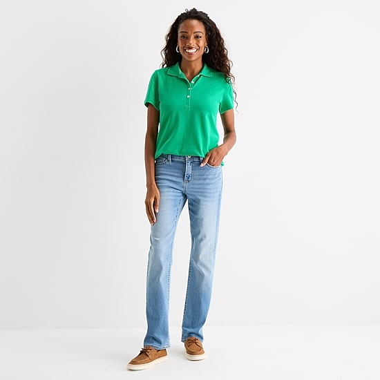 St. John's Bay Womens Short Sleeve Polo Shirt