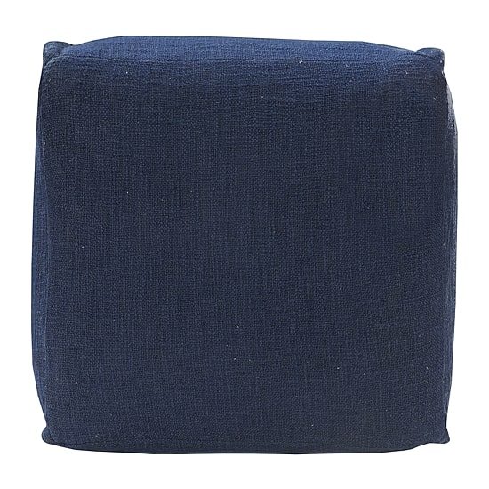 LR Home Arbor 14" Handmade Cotton Pouf in Navy Blue