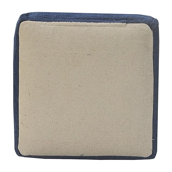 LR Home Arbor 14" Handmade Cotton Pouf in Navy Blue