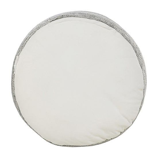 LR Home Bora 14" Handmade Polyester Pouf in Gray/Cream