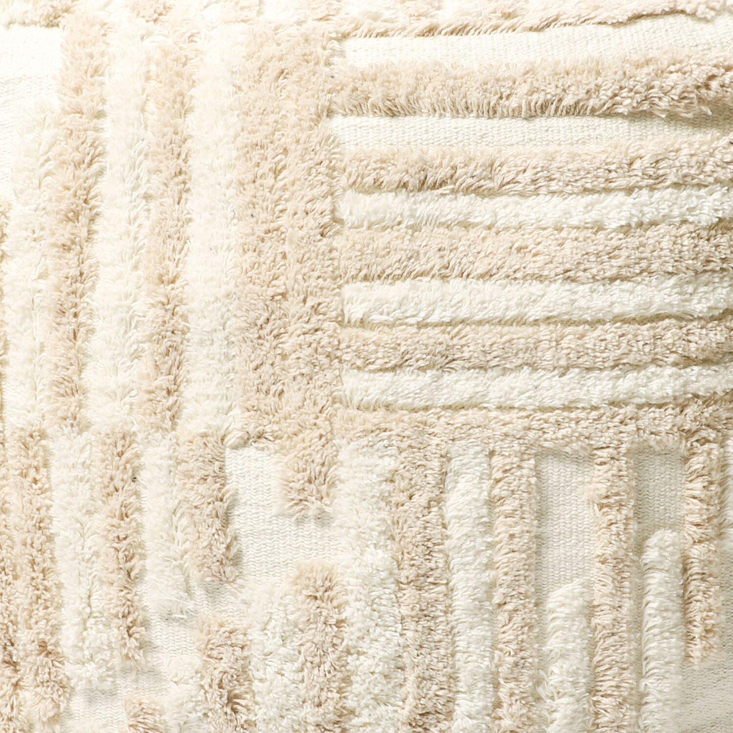 LR Home Vincenzo 18" Power-Loomed Cotton Pouf in Beige/Cream