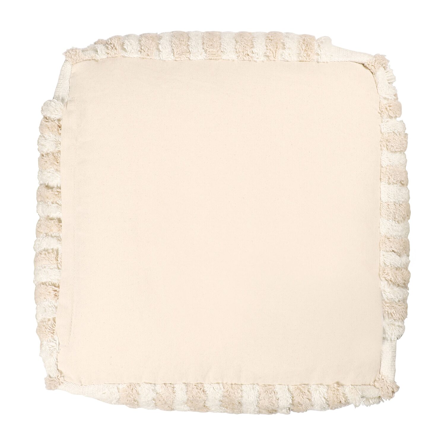 LR Home Vincenzo 18" Power-Loomed Cotton Pouf in Beige/Cream