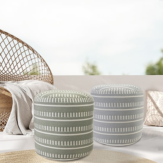 LR Home Belgravia 20" Handmade Polyester Pouf