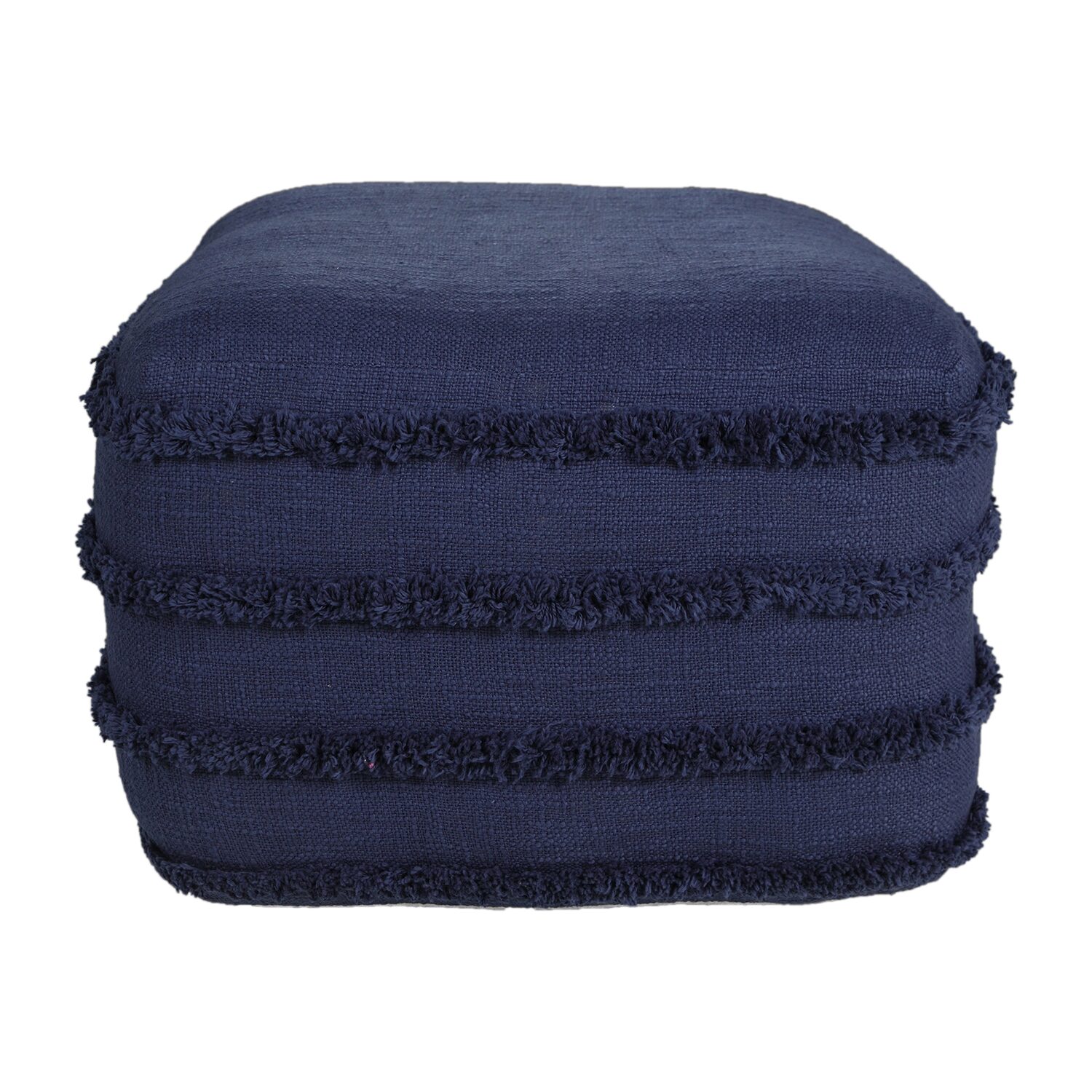 LR Home Surrey 14" Handmade Fringed Cotton Pouf