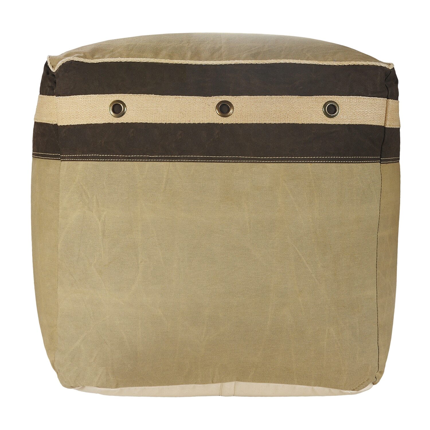 LR Home Holland 20" Handmade Cotton Pouf in Brown