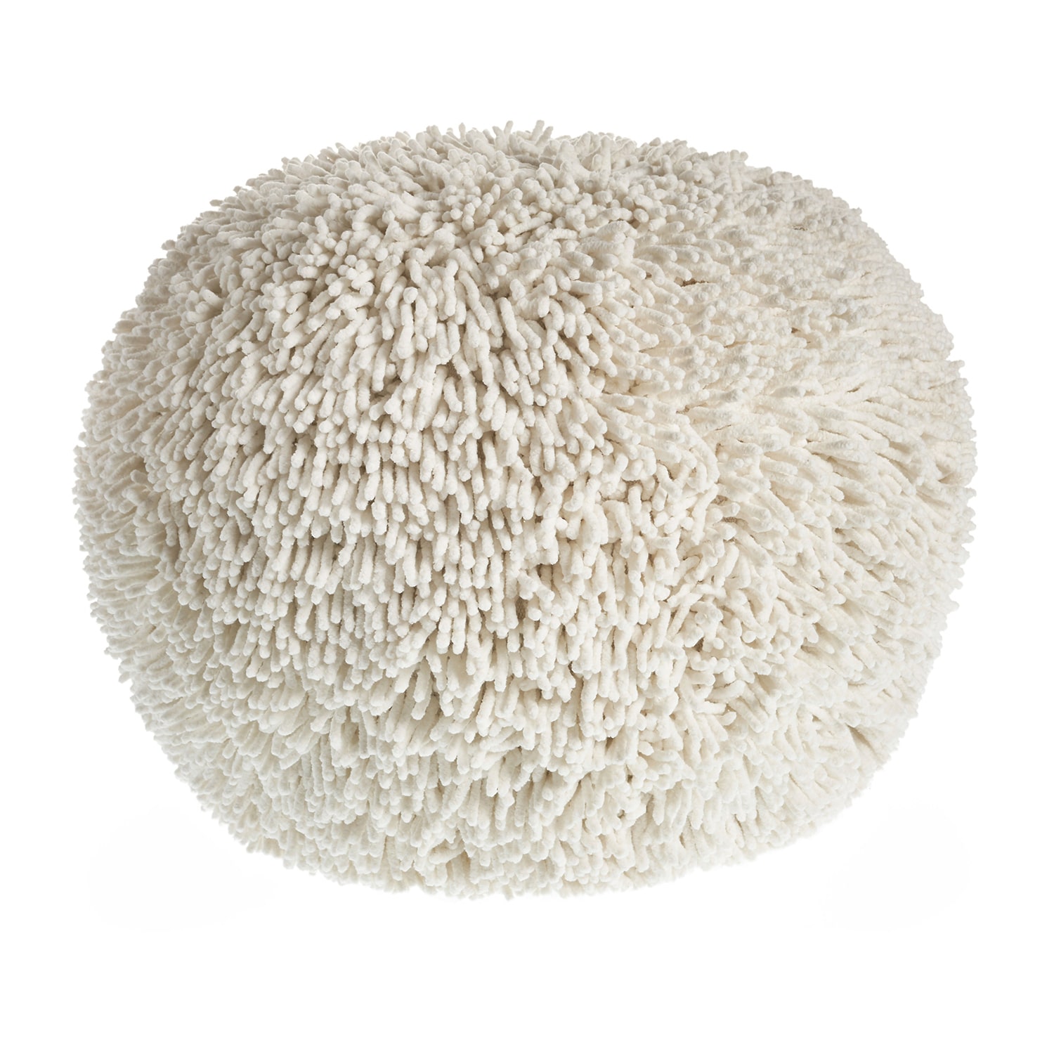 LR Home Leilani 16" Handmade Cotton Pouf in Cream