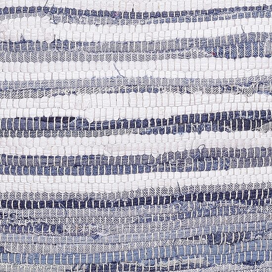 LR Home Emilia 18" Handmade Cotton Pouf in Blue/White