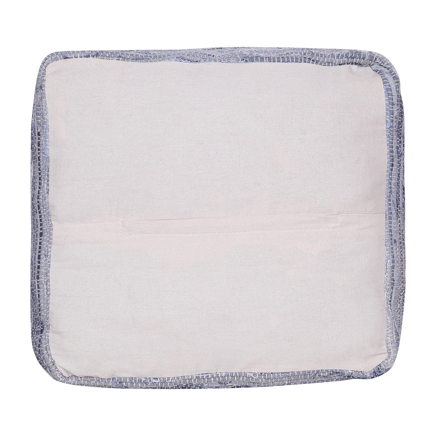 LR Home Emilia 18" Handmade Cotton Pouf in Blue/White