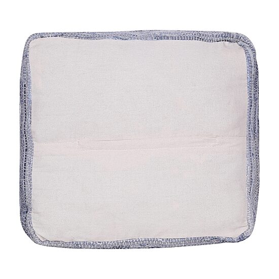 LR Home Emilia 18" Handmade Cotton Pouf in Blue/White