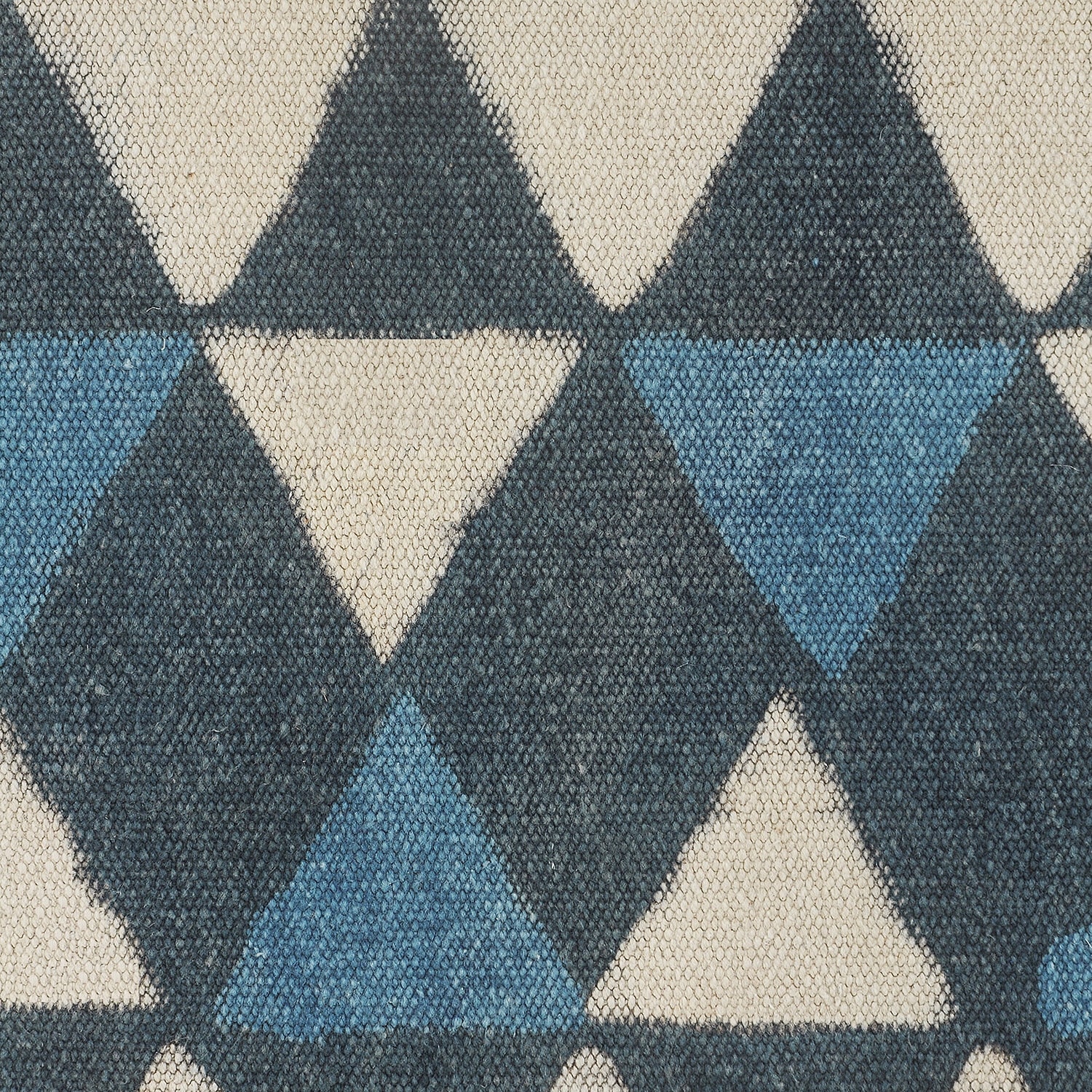 LR Home Carmel 20" Handmade Cotton Pouf in Blue/Cream