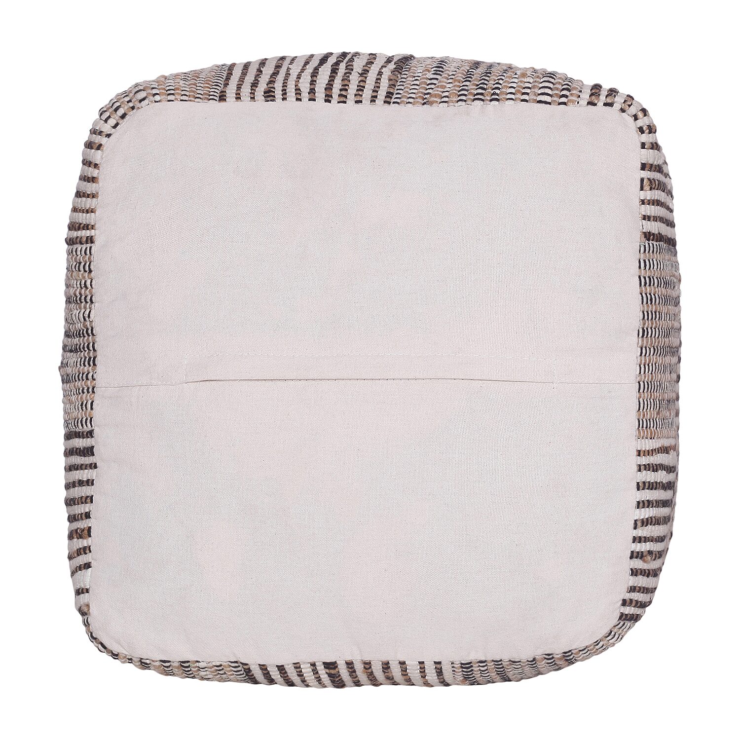 LR Home Emily 18" Handmade Cotton And Jute Pouf in Natural/Cream