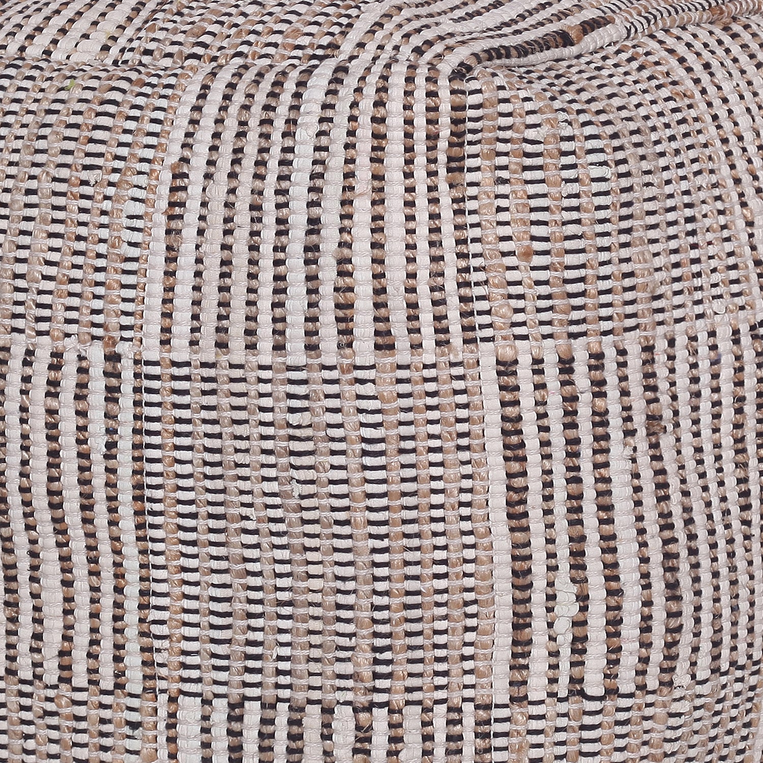 LR Home Emily 18" Handmade Cotton And Jute Pouf in Natural/Cream
