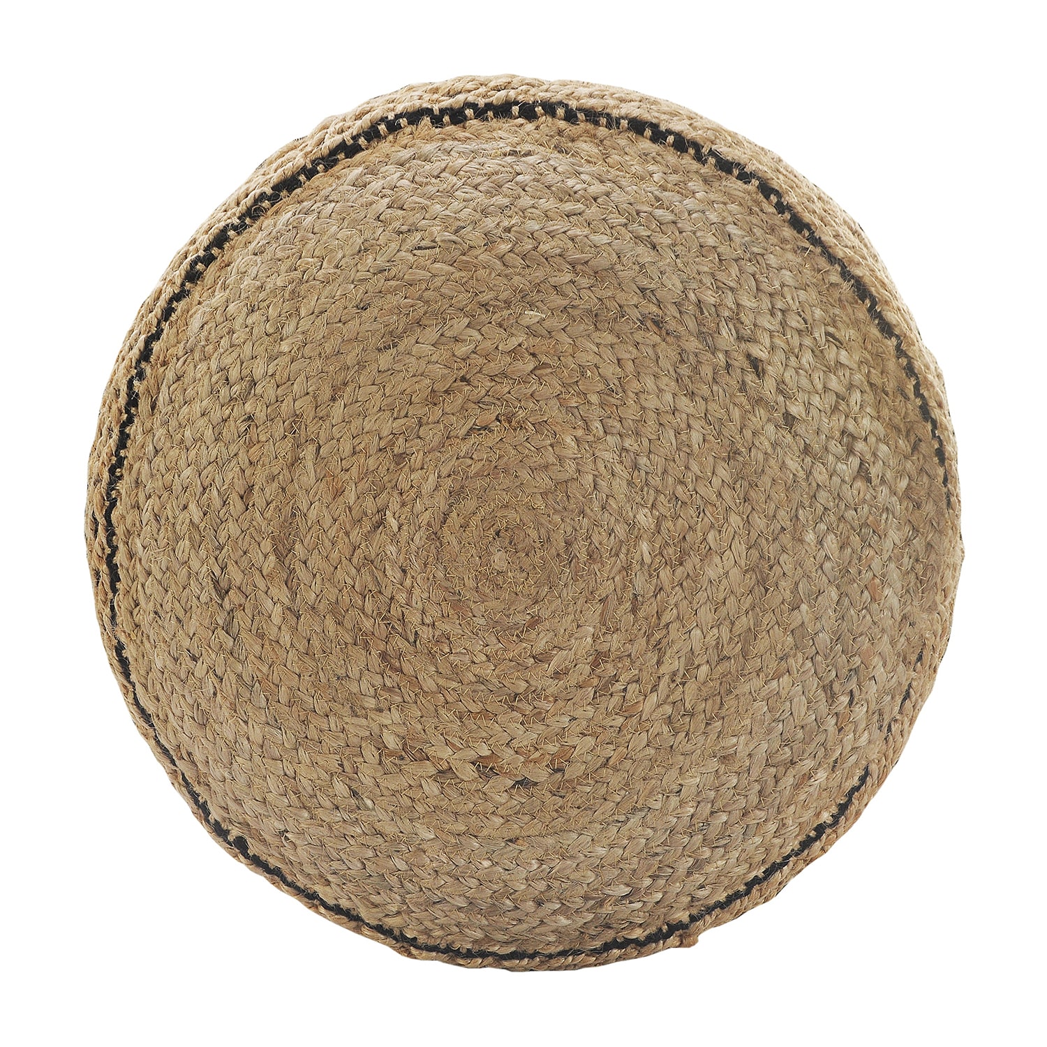 LR Home John 14" Handmade Jute Blend Pouf in Tan/Black