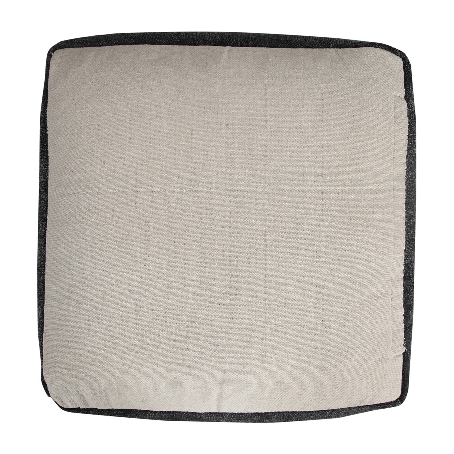 LR Home Vasilisa 14" Handmade Cotton Pouf in Black/White