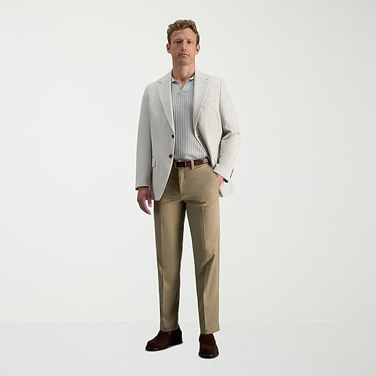 Haggar Cool 18 Pro Mens Comfort Waistband Straight Fit Flat Front Pant
