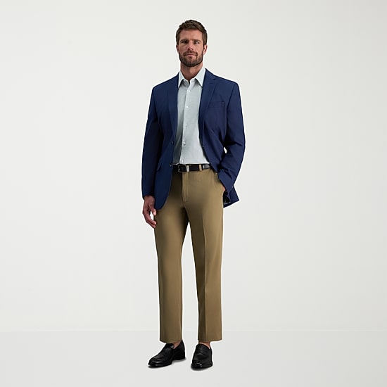 Haggar Premium No Iron Khaki Mens Classic Fit Flat Front Pant