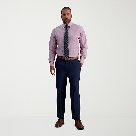 Haggar E-CLO Stria Mens Classic Fit Dress Flat Front Pant