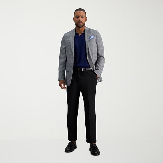 Haggar E-CLO Stria Mens Classic Fit Dress Pleated Pant