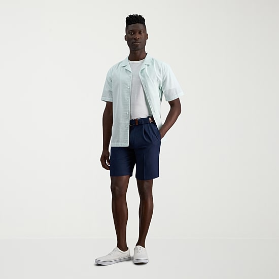 Haggar Cool 18 Pro Pleated Mens 9 1/2" Stretch Fabric Moisture Wicking Quick Dry Chino Short