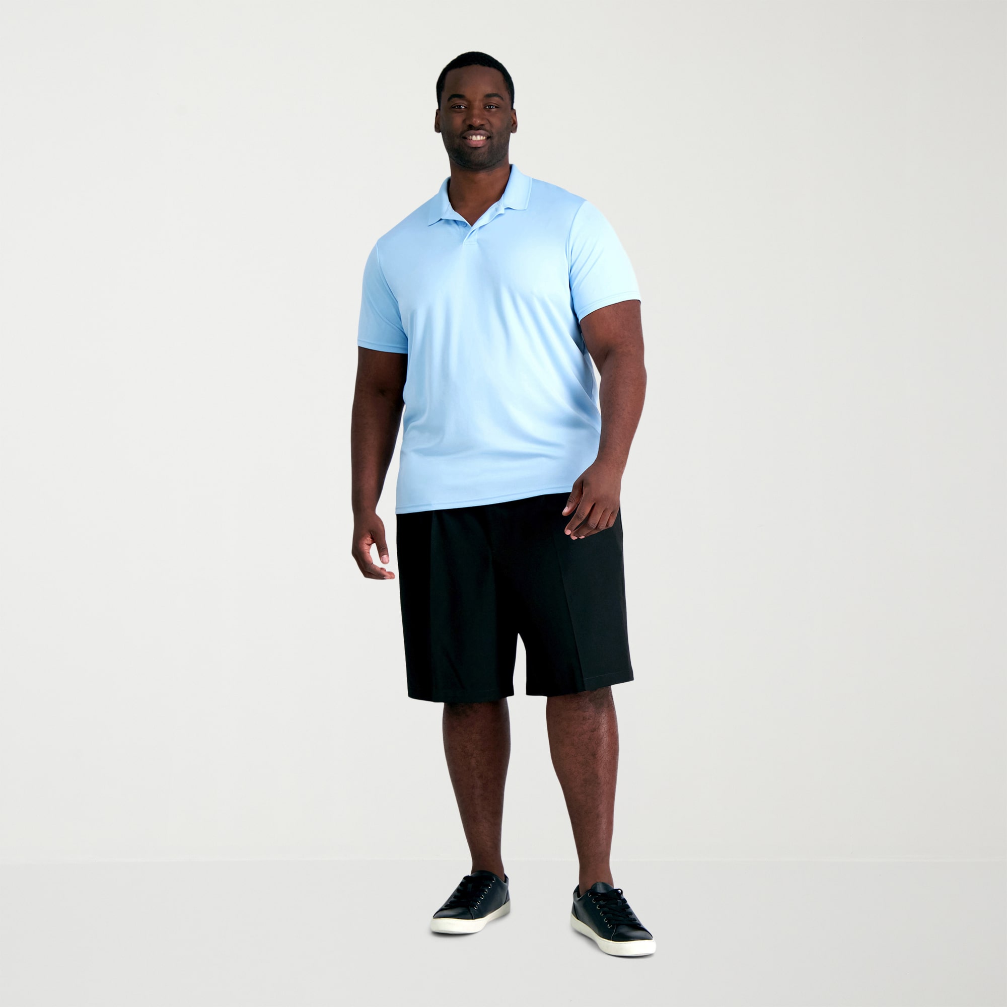 Haggar Cool 18 Pro Pleated Expandable Waist Mens 9 1/2" Big and Tall Stretch Fabric Moisture Wicking Quick Dry Chino Short