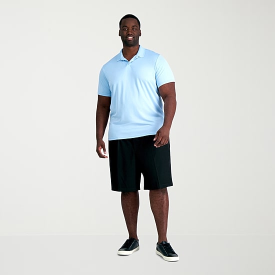 Haggar Cool 18 Pro Pleated Expandable Waist Mens 10 1/2" Big and Tall Stretch Fabric Moisture Wicking Quick Dry Chino Short