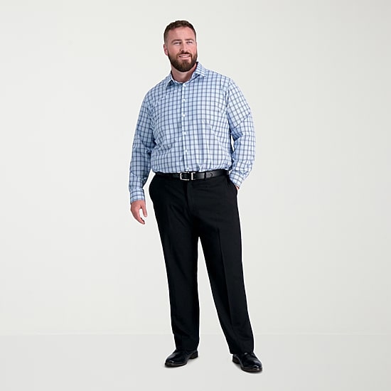 Haggar Premium Comfort Mens Comfort Waistband Straight Fit Big and Tall Dress Flat Front Pant