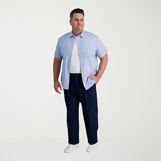 Haggar Iron Free Premium Khaki Mens Classic Fit Big and Tall Pleated Pant