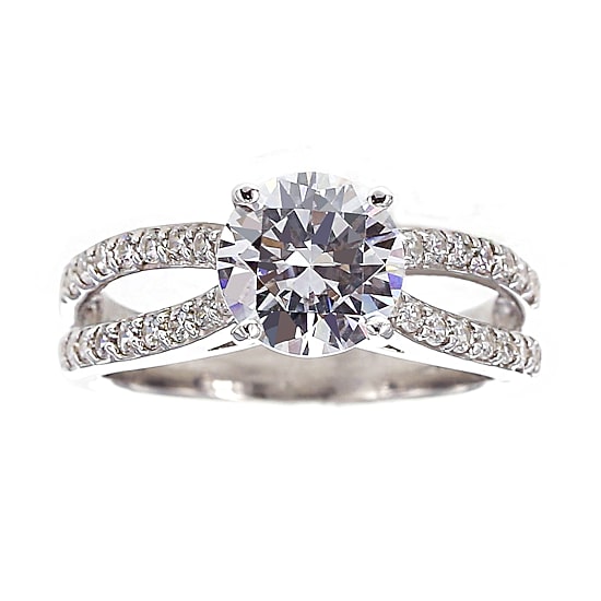 DiamonArt® Cubic Zirconia Sterling Silver Bridal Ring Set