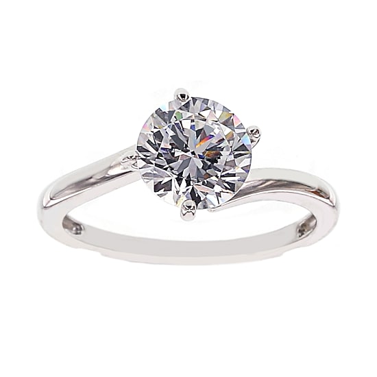 DiamonArt® Cubic Zirconia Sterling Silver Solitaire Bridal Ring & Guard