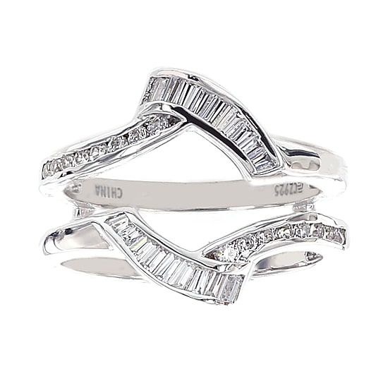 DiamonArt® Cubic Zirconia Sterling Silver Solitaire Bridal Ring & Guard