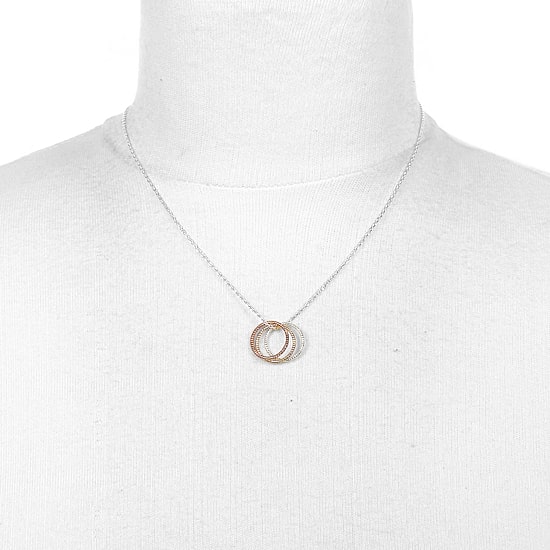 Bijoux Bar Delicates Tri Tone Womens Circle 16 Inch Pendant Necklace